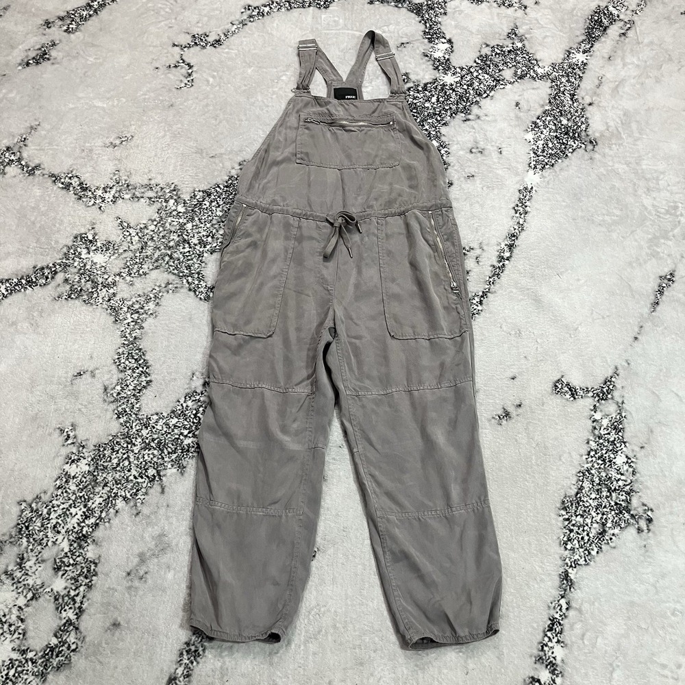 Wildfred FREE Women's Small Gray Utility Cargo Overall Jumpsuit Zip Pockets